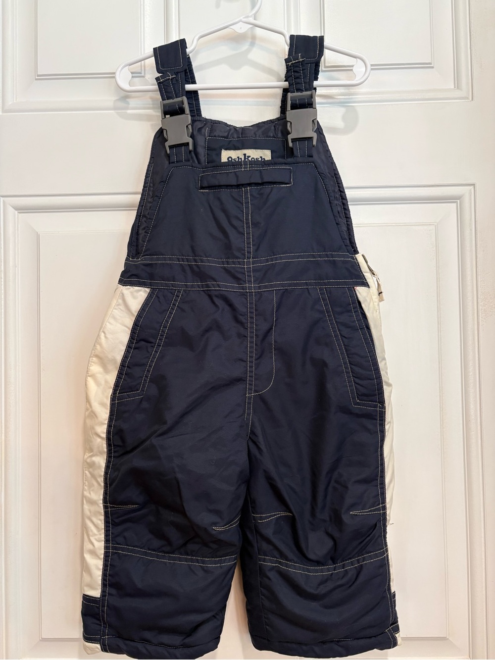 OshKosh B'gosh Navy and White Snow Overalls, Size 18M